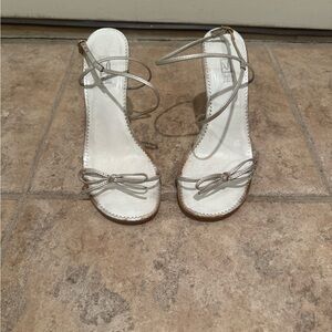 Andrew Stevens Studio Chic Platinum Strappy Heels with bow
